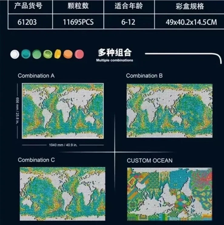 *NEW* MOC 31203 World Map Building Blocks ART 11695pcs Gift Puzzle Mosaic