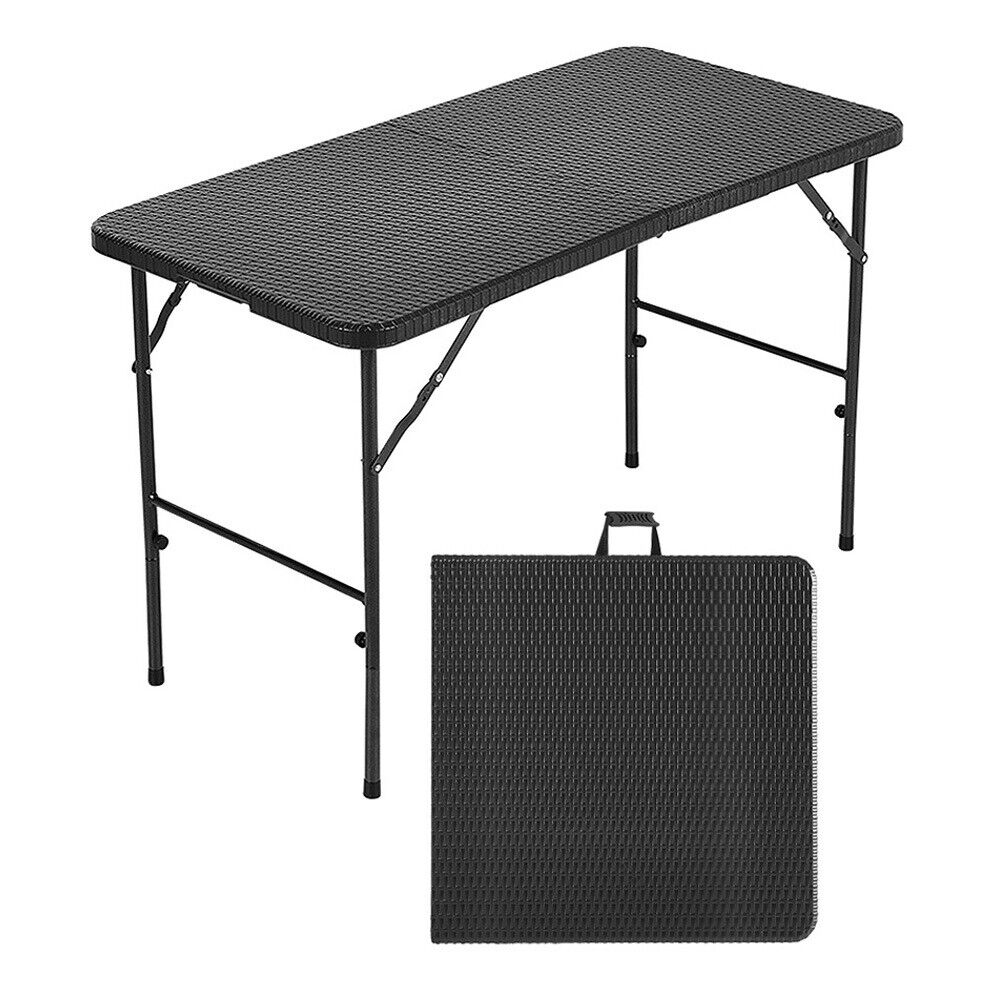 Rattan Garden Dining Table and Chairs Set Folding Camping BBQ Picnic Table Bench