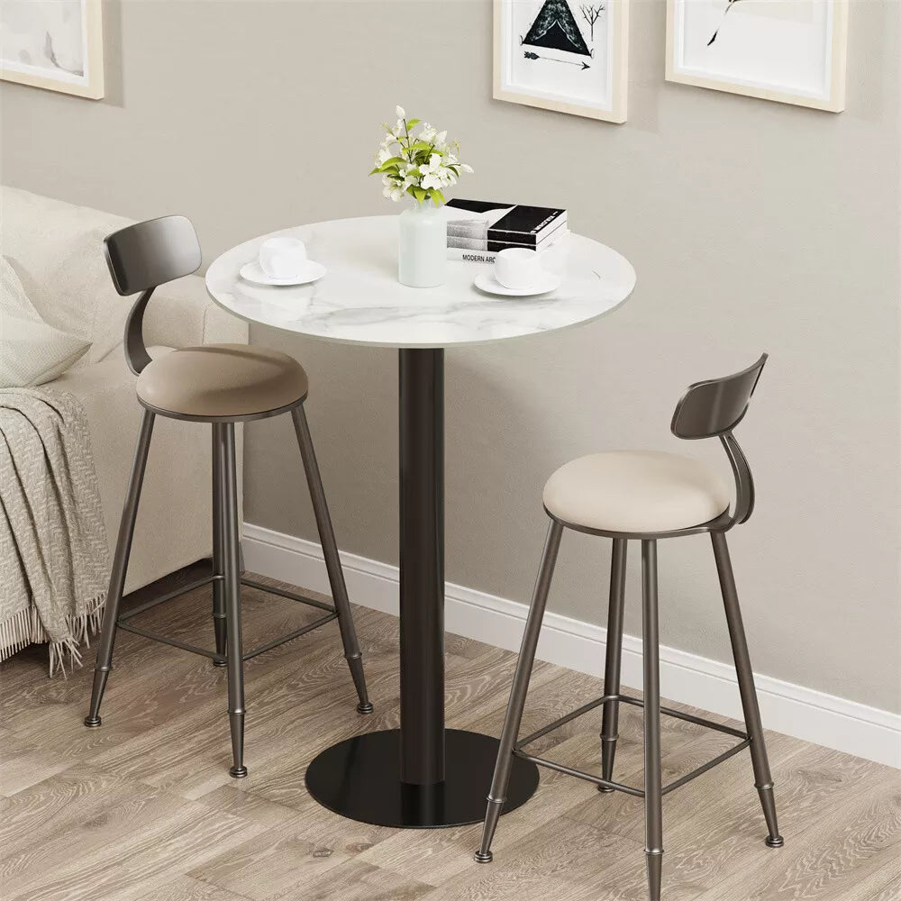 Heavy Duty Round Marble Bar Table Counter Pub Pedestal Poke Side Accent Table UK