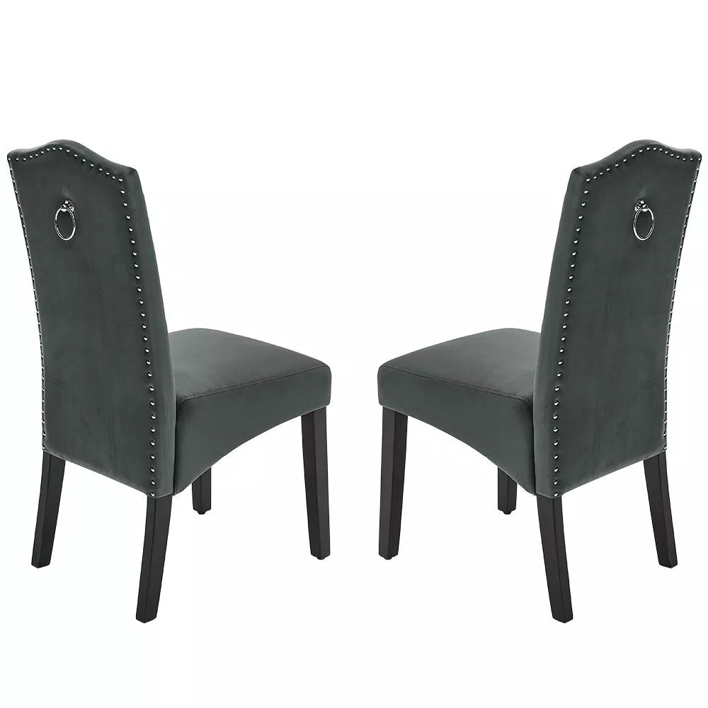 2/4Pcs Upholstered Dining Chair High Back Padded Seat with Door Knocker Kitchen
