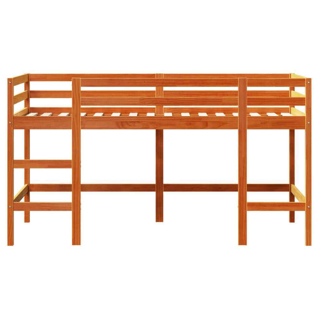 ' Loft Bed with Ladder Wax Brown 80x200 Solid Wood Pine Q6C9