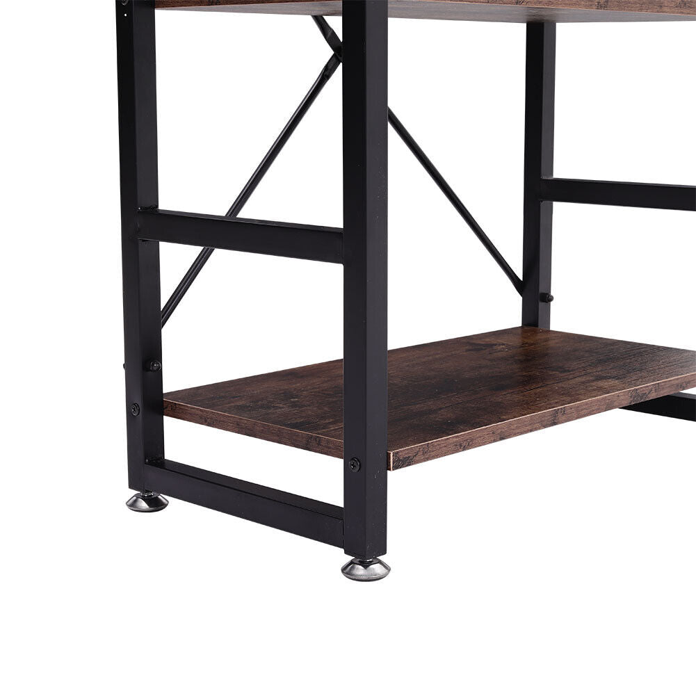 Large 5 Tier Wooden Shelf Storage Rack Home Office Bookcase Corner Shelving Unit