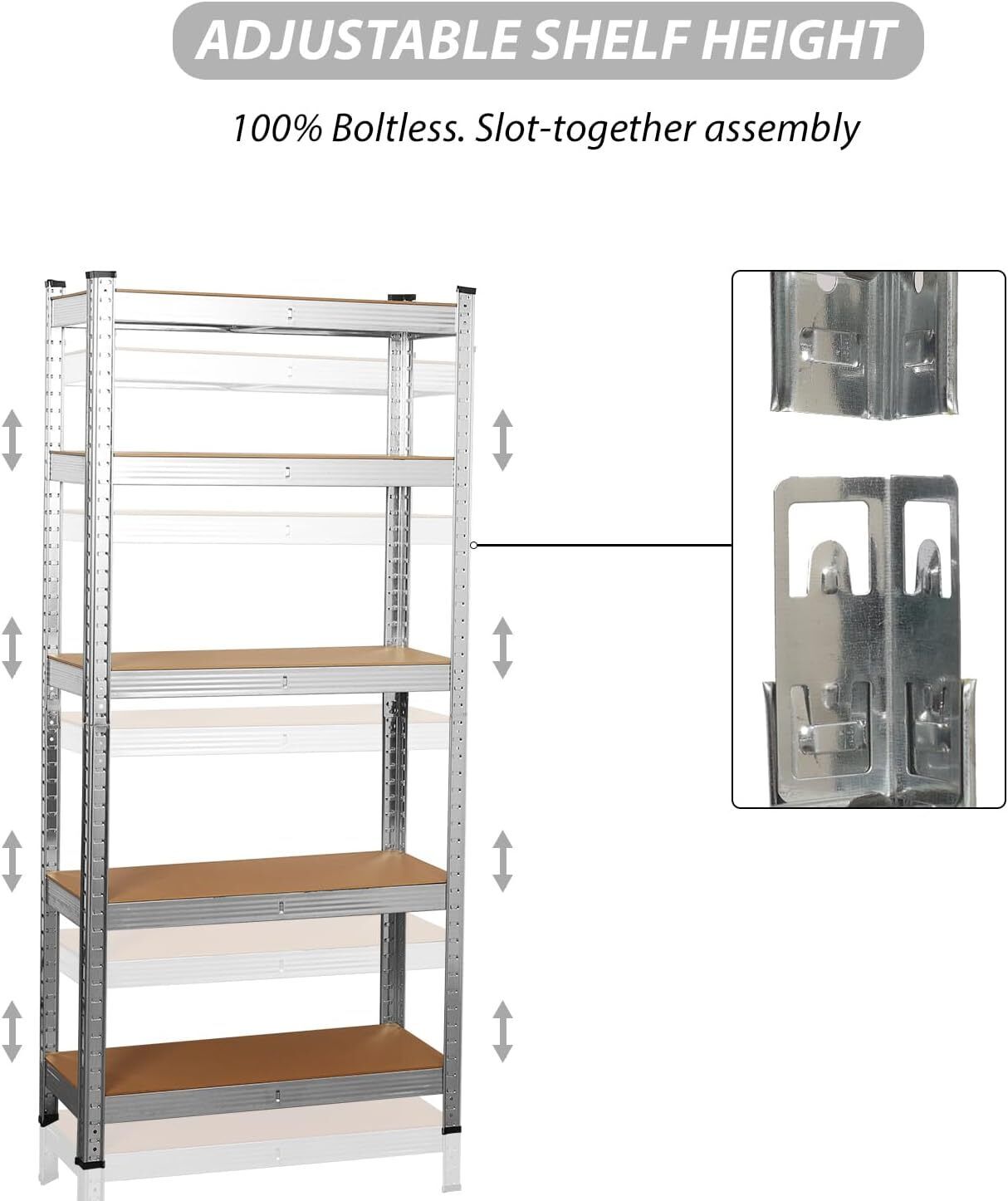 Garage Shelving Units 5 Tier Shed Storage Racking Shelf Boltless - 90x40x180cm