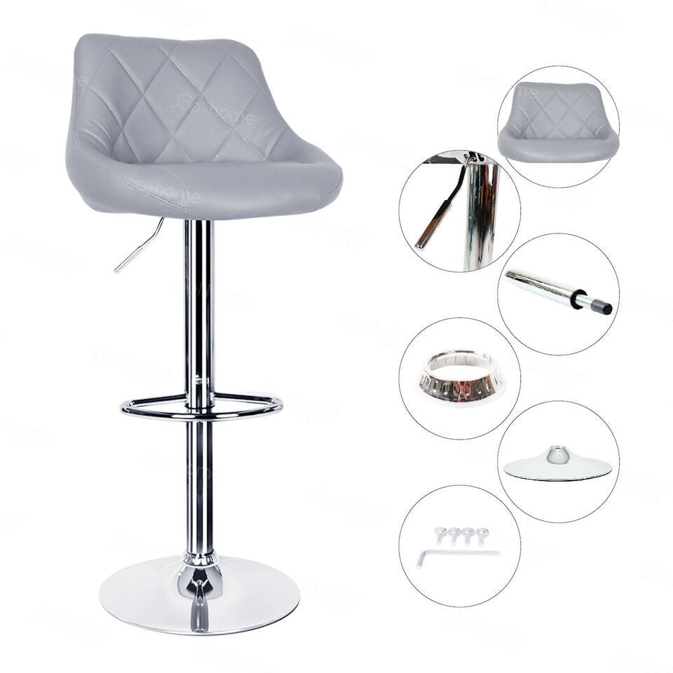 Bar Stools × 2 Padded Seat Faux Leather Swivel Home Kitchen Breakfast Muti Types