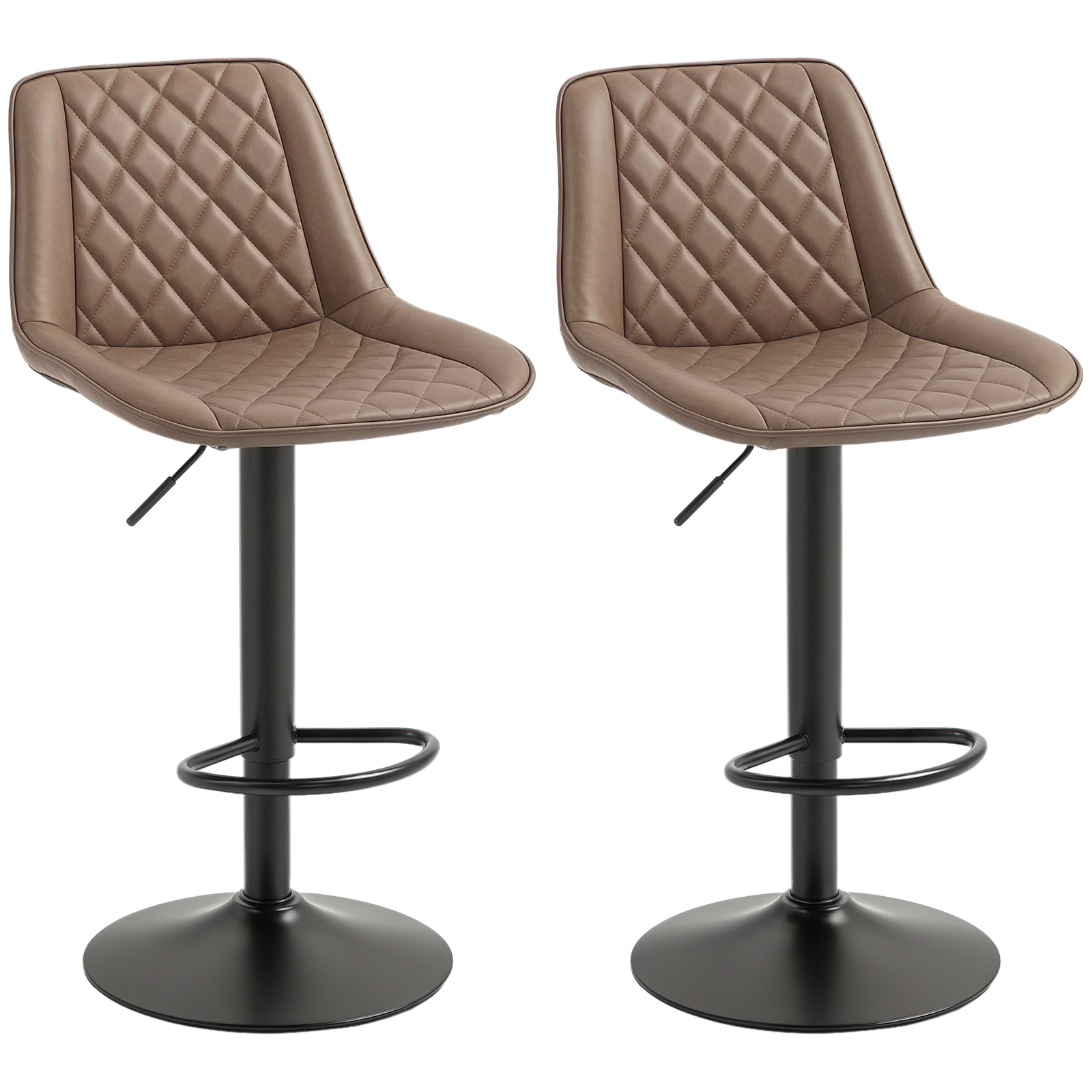 Bar Stools Set of 2, Adjustable Bar Chairs Swivel for Kitchen Brown