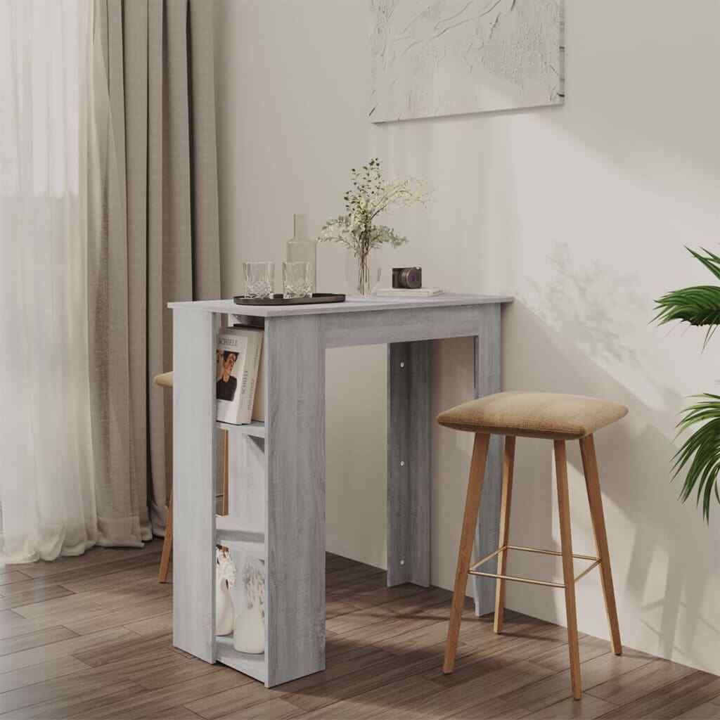 Bar Table with Shelf Grey Sonoma 102x50x103.5 cm Engineered Wood HOT