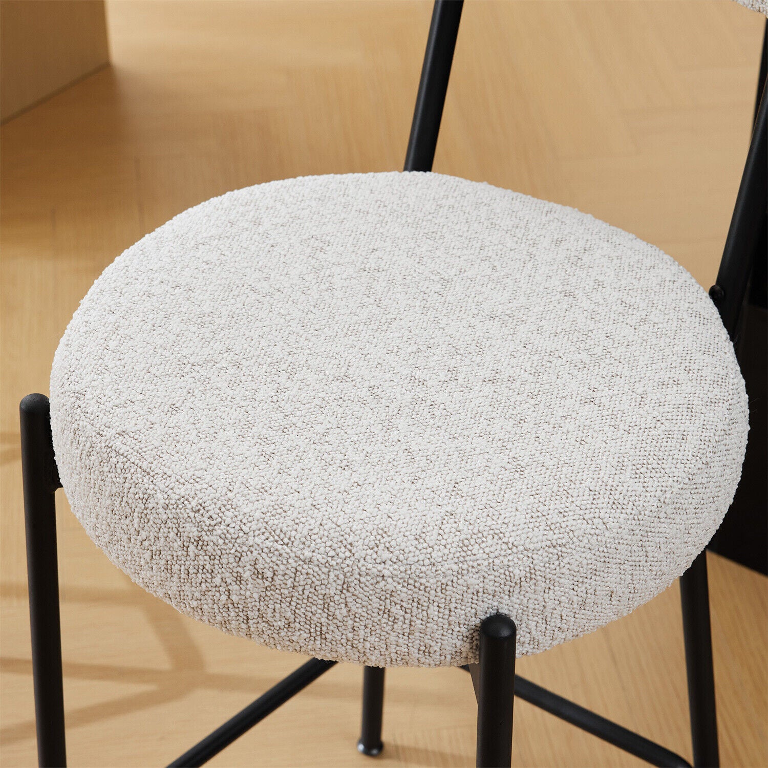 Bar Stools Set of 2 Boucle Fabric Breakfast Kitchen Islands Counter Chairs White