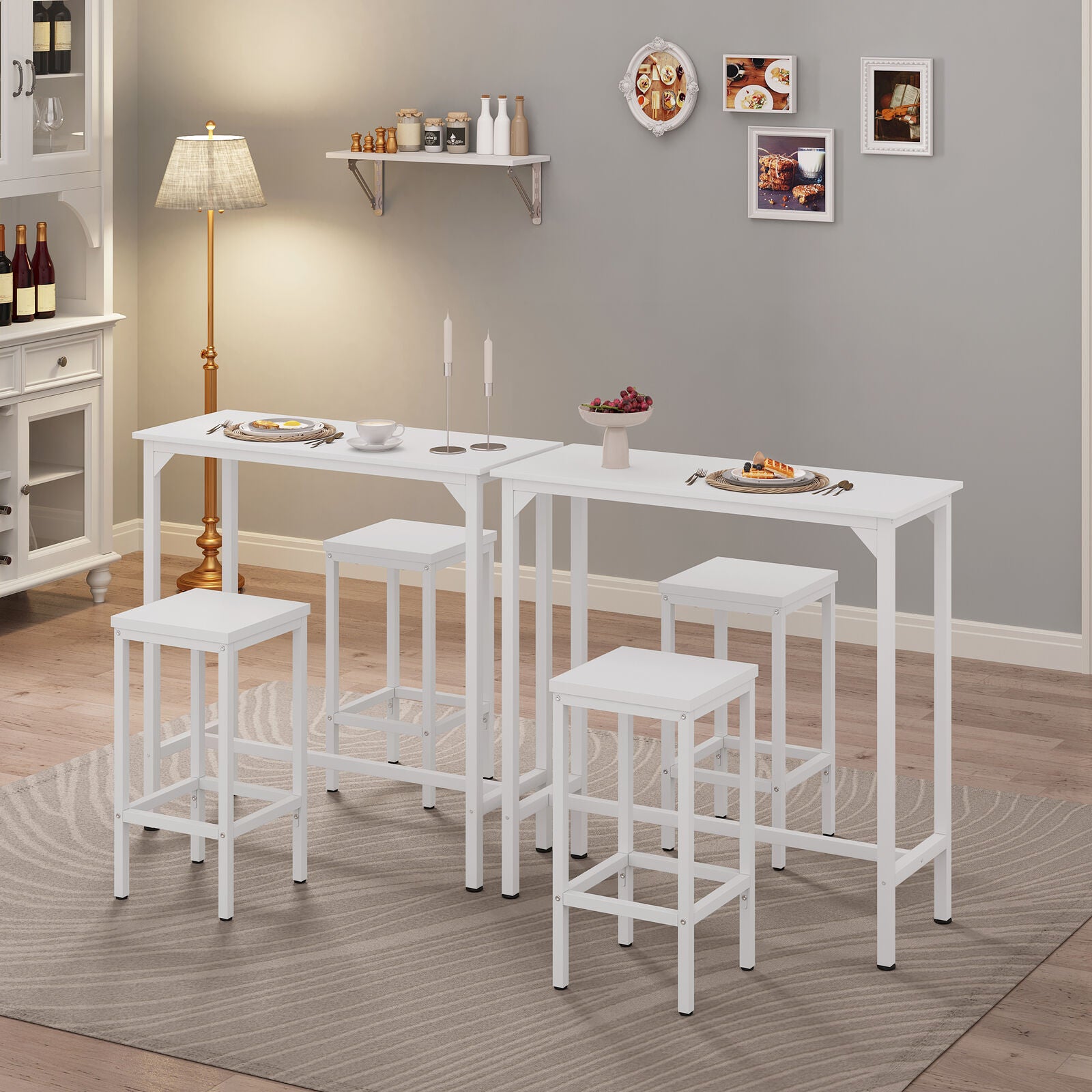 Bar Table Breakfast Dining Coffee Table with Metal Frame Counter Height Table