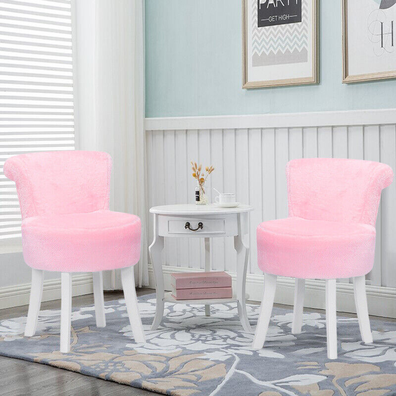 Pouffe Round Makeup Vanity Chair Dressing Table Seat Low Back Stool Piano Bench