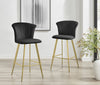 **Seconds** 2x Juniper Black Padded Velvet Bar Stools With Fluted Backrest & Go