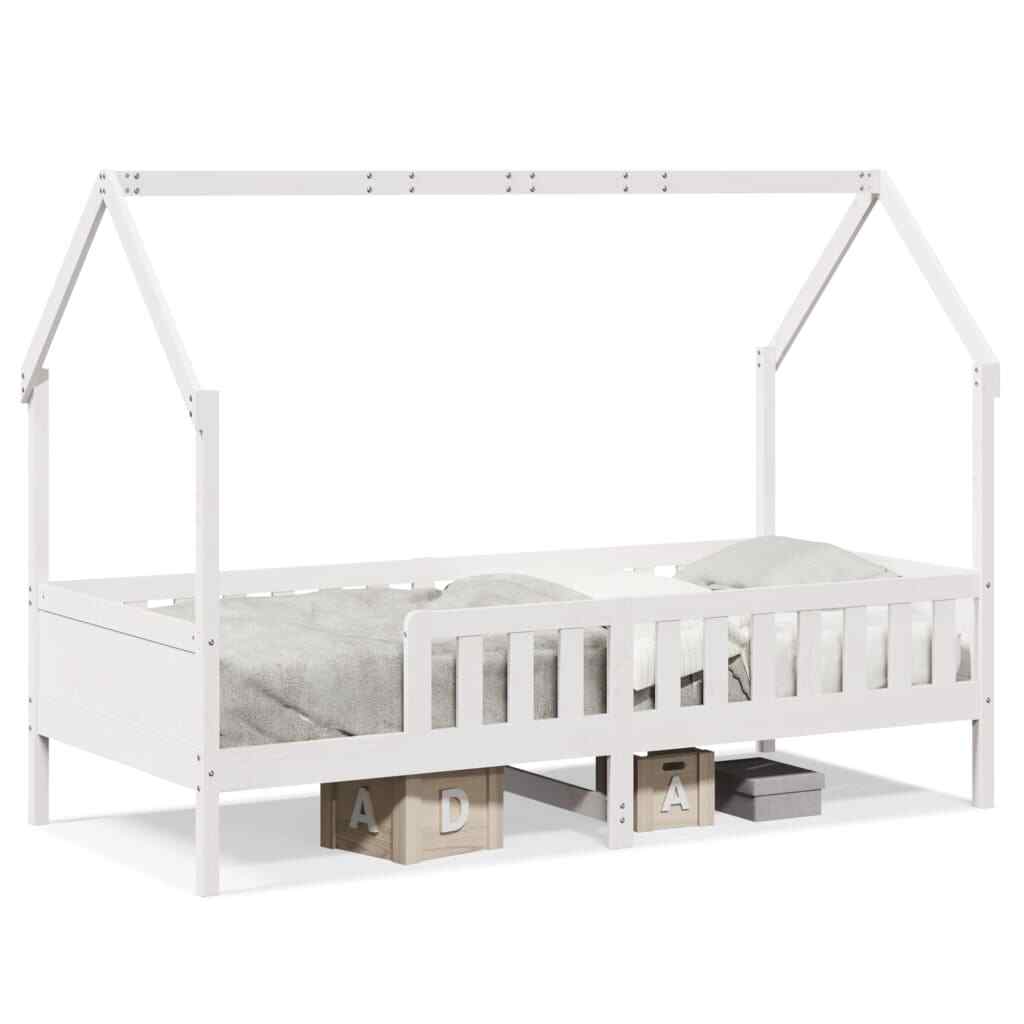 ' House Bed Frame White 80x200 Solid Wood Pine W3R6