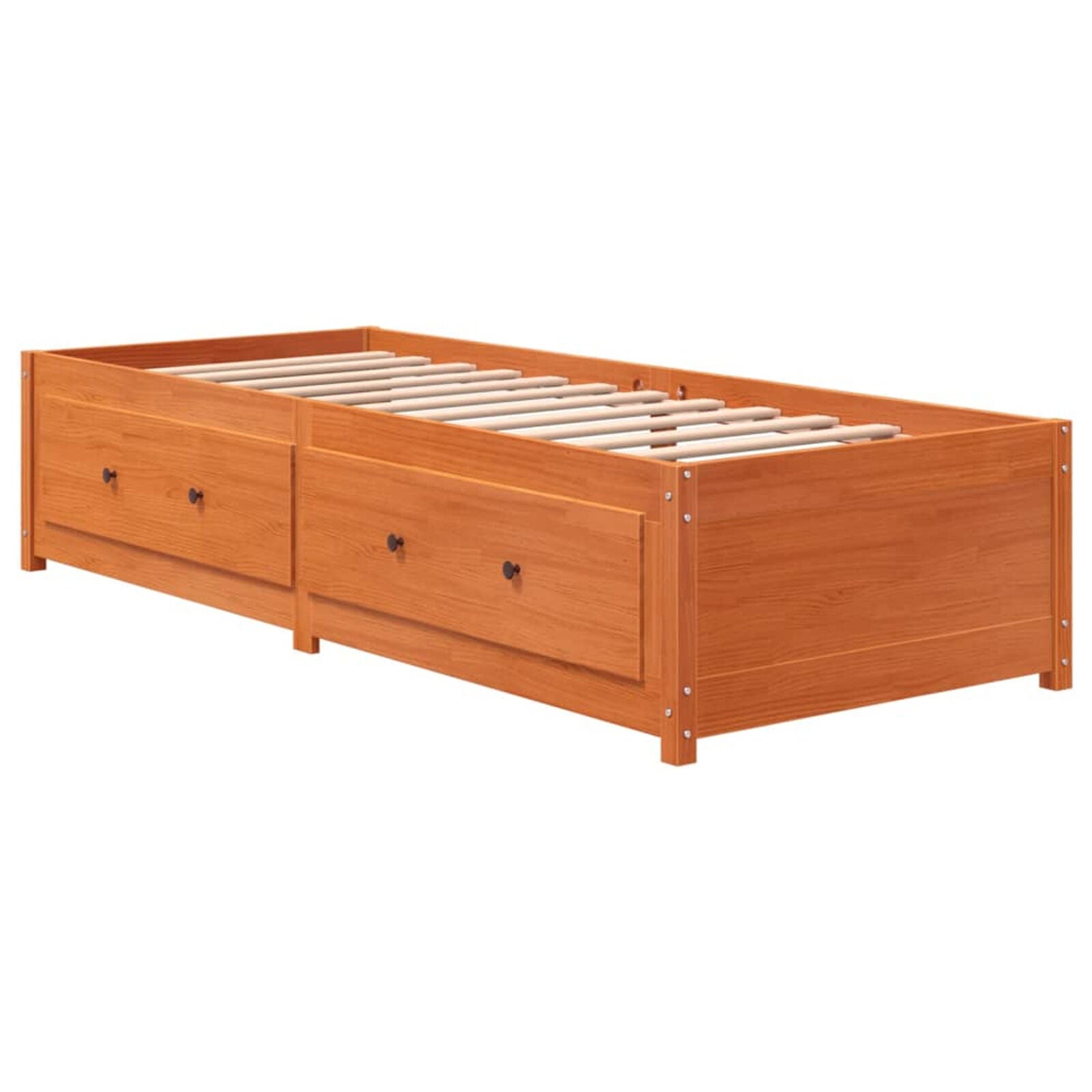 BaraSh Day Bed Wax Brown 90x190 Solid Wood Pine, Day Guest Bed with Pull G6A2