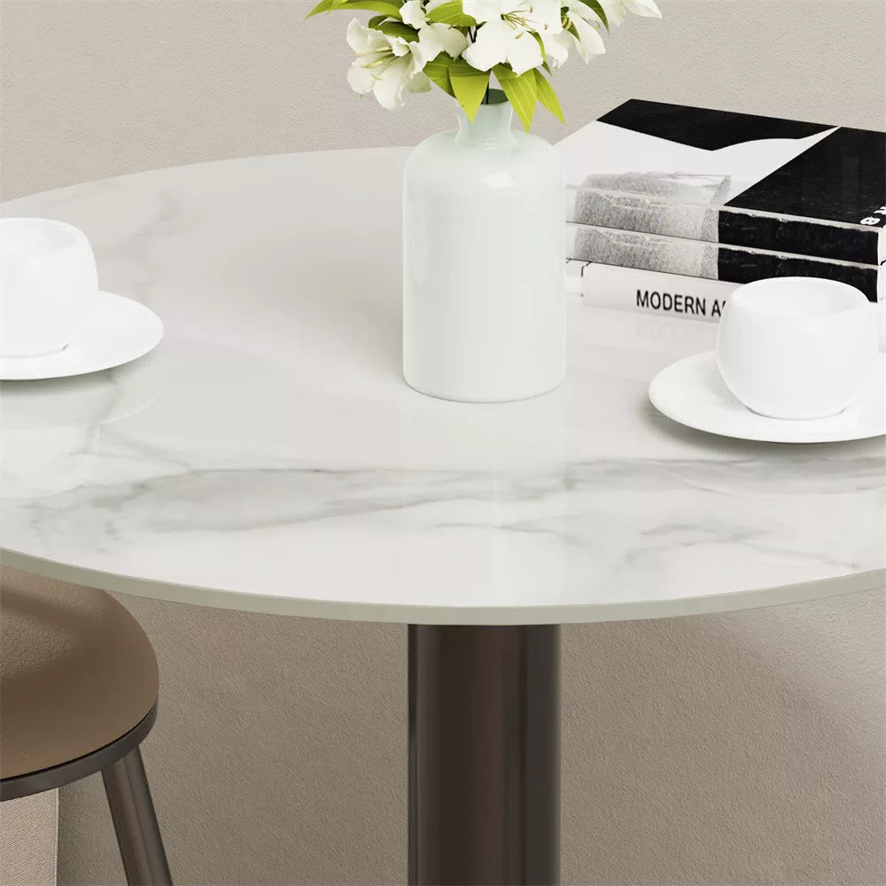 Heavy Duty Round Marble Bar Table Counter Pub Pedestal Poke Side Accent Table UK