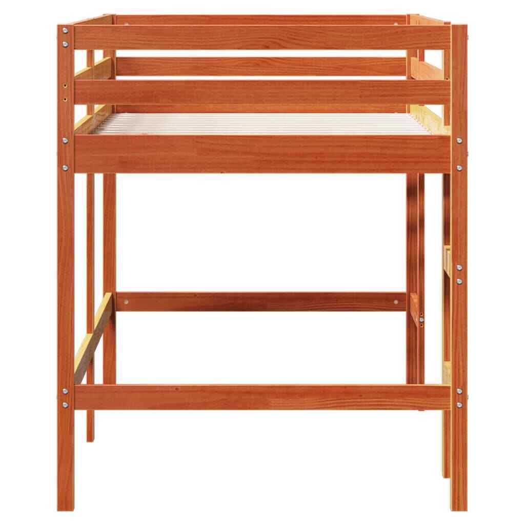 ' Loft Bed with Ladder Wax Brown 80x200 Solid Wood Pine Q6C9