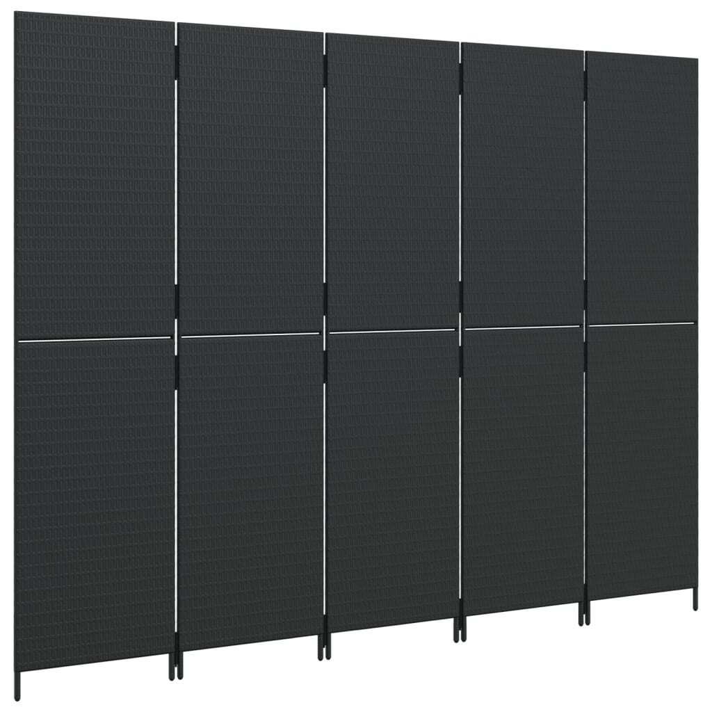 ' Multipurpose Indoor & Poly Rattan Room Divider - Black, Easy to Fold, D2V3