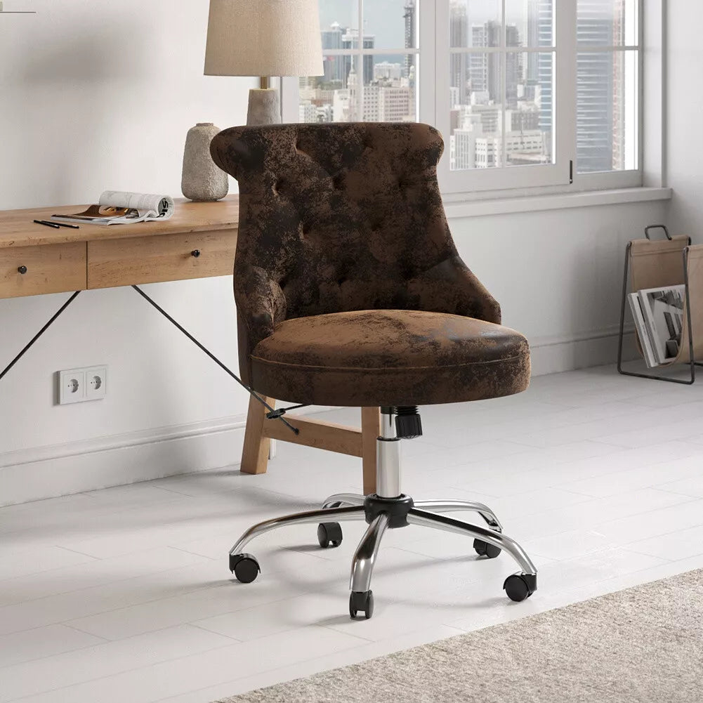 Swivel Executive Office Chair Mid Back PU Leather Upholstered Computer Desk Seat