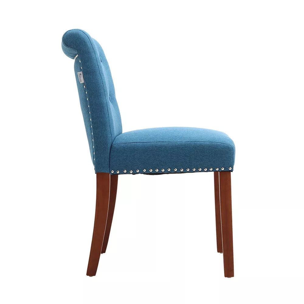 2/4Pcs Upholstered Dining Chair High Back Padded Seat with Door Knocker Kitchen