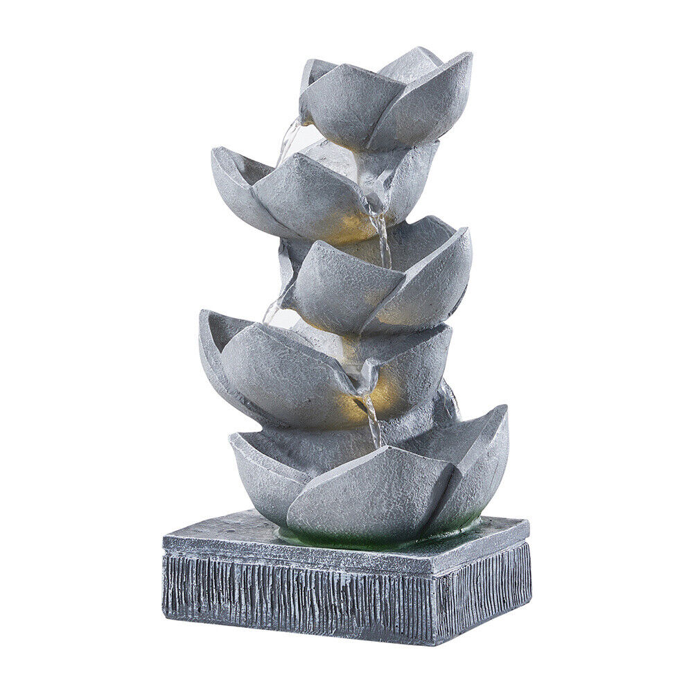 Solar Powered Garden Water Feature Outdoor Solar Fountain Cascading Waterfall