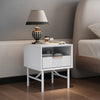1 Drawer Bedside Table Home Side Cabinet Bedroom Storage w/1 Storage Shelf White