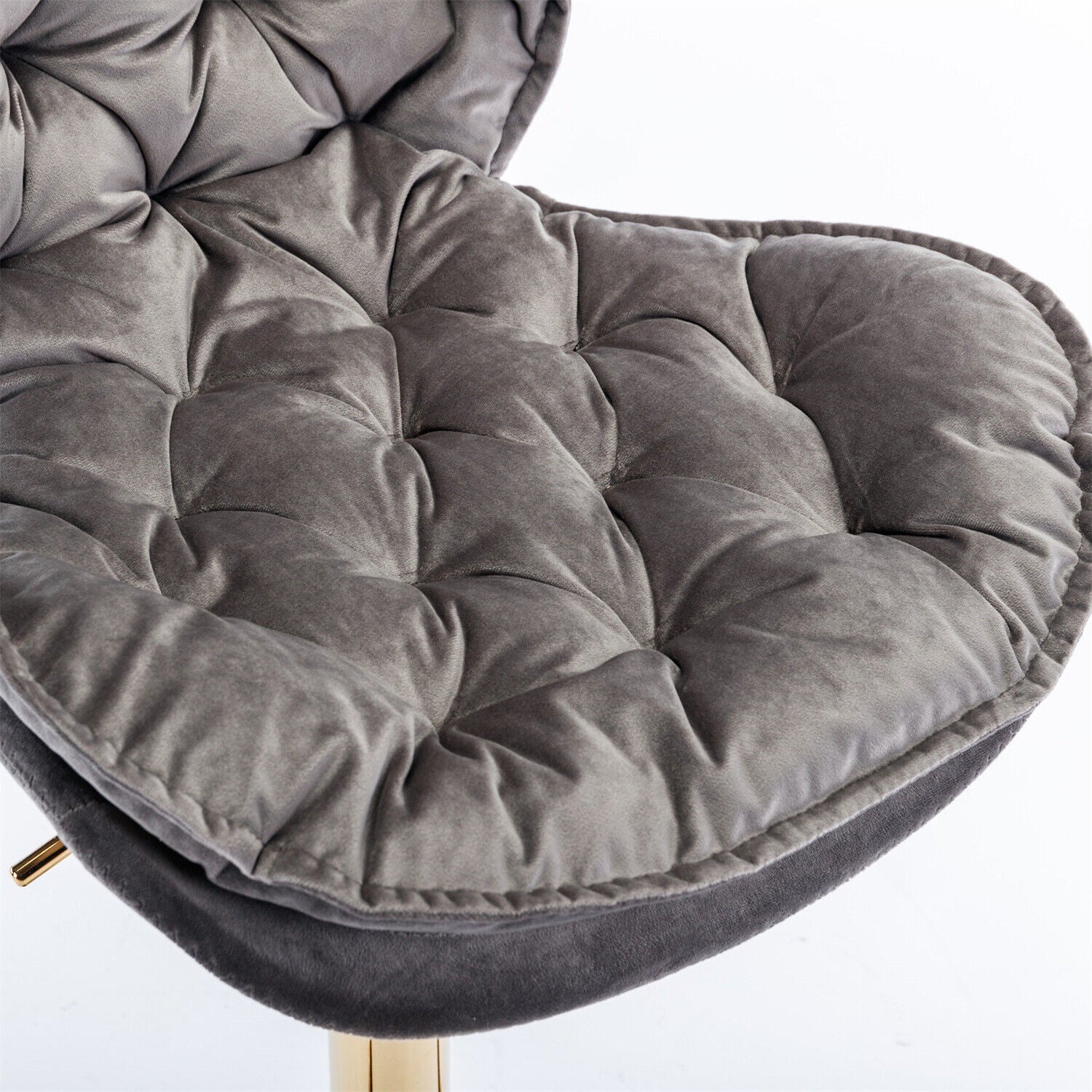 Bar Stools Set of 2 Adjustable Height 360° Swivel Tufted Pub Bar Chairs Grey