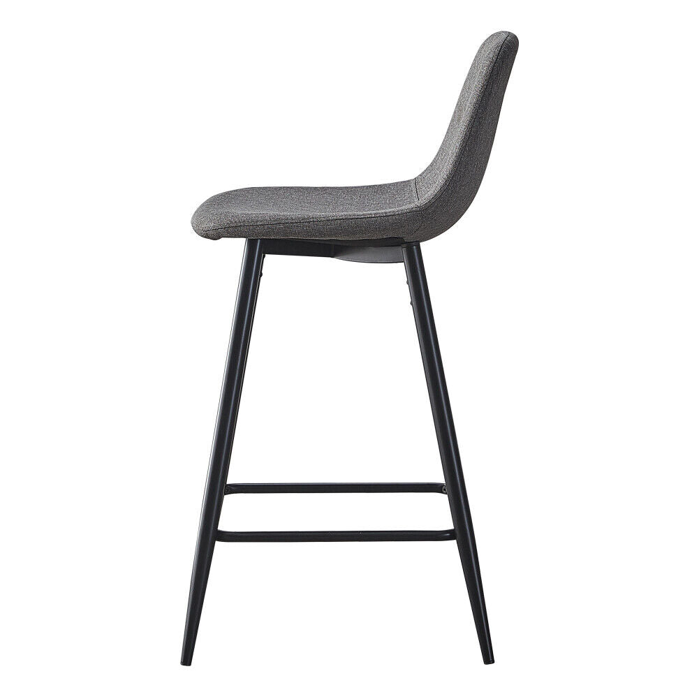 2X Bar Stools Fabric/Faux Leather Pub Chairs Breakfast Kitchen Metal Leg Modern