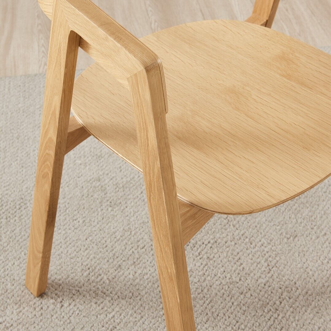 **Seconds** Masa Solid Oak and Veneer Wooden Dining Chairs Set of 2 Scandi Mini