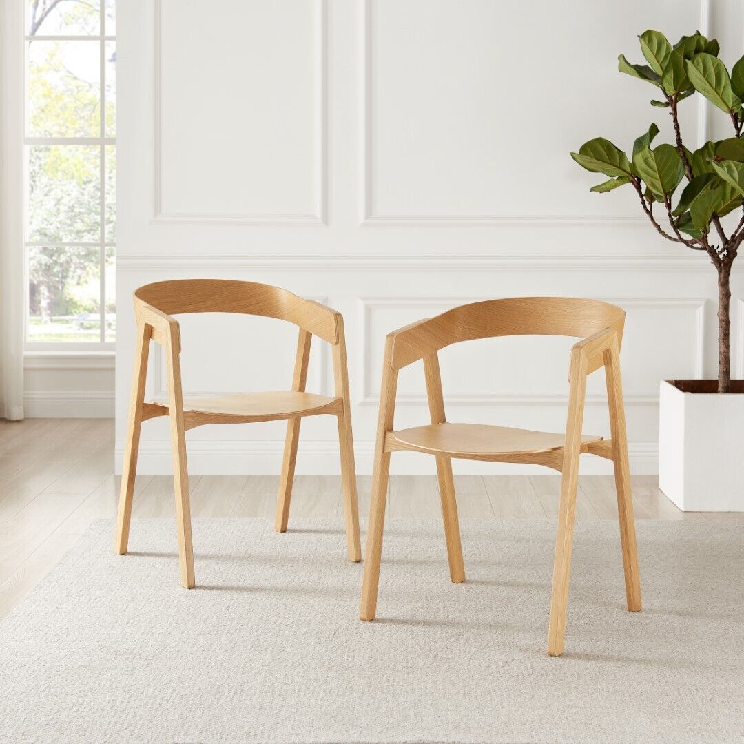 **Seconds** Masa Solid Oak and Veneer Wooden Dining Chairs Set of 2 Scandi Mini