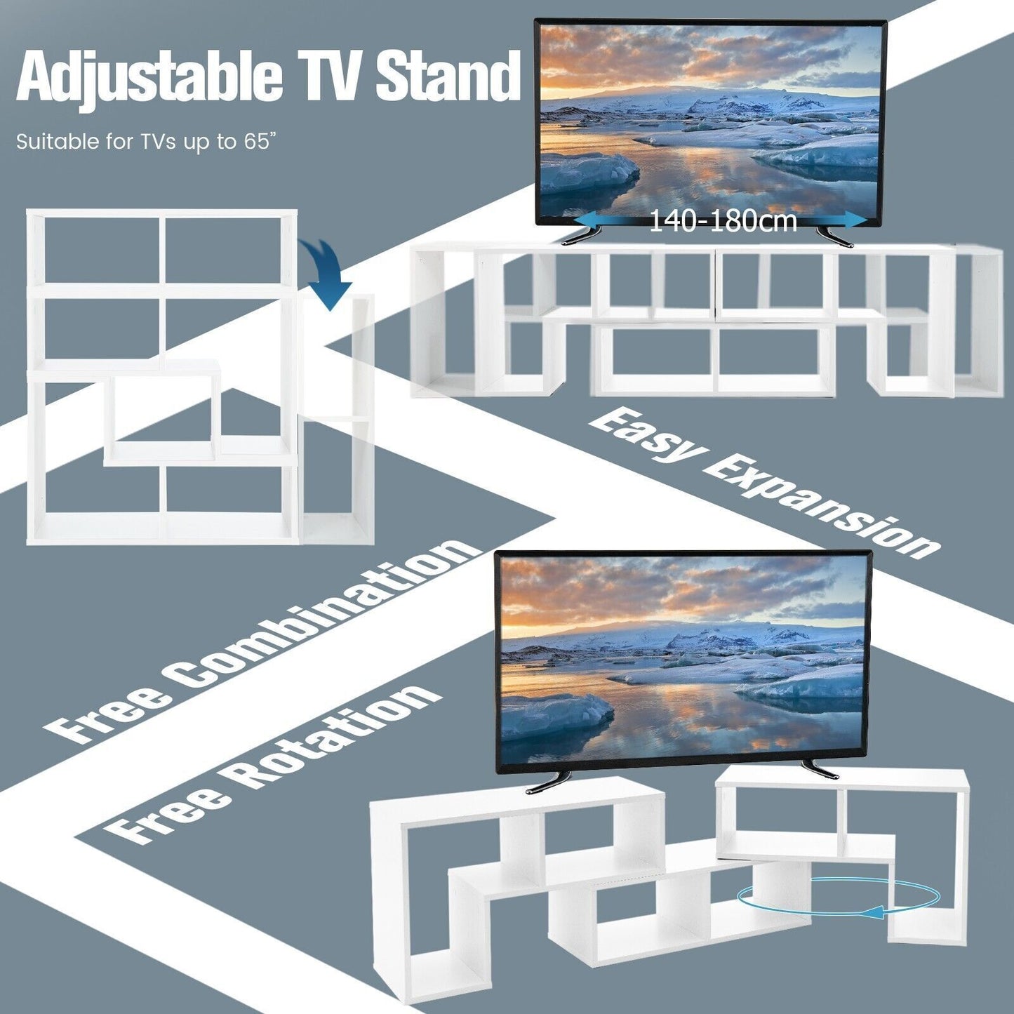 TV Stand for TVs up to 65 Inches Free Combination Adjustable TV Cabinet Center