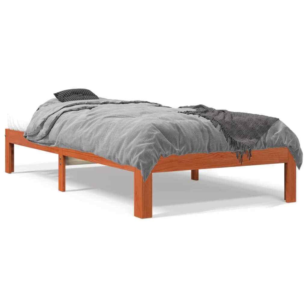 BaraSh Bed Frame Wax Brown 90x200 Solid Wood Pine,Platform Bed Frame,For Y7Q2