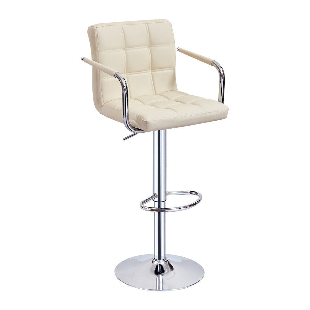 Bar Stools Set of 2 PU Leather Swivel Height Adjustable Bar Chairs With Backrest