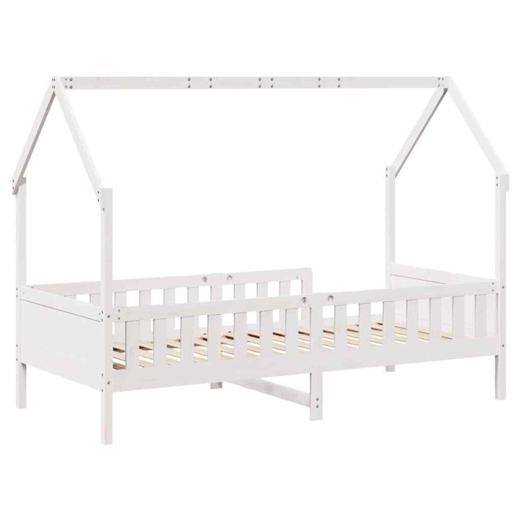 ' House Bed Frame White 80x200 Solid Wood Pine W3R6