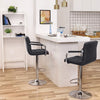 Bar Stools Set of 2 PU Leather Swivel Height Adjustable Bar Chairs With Backrest