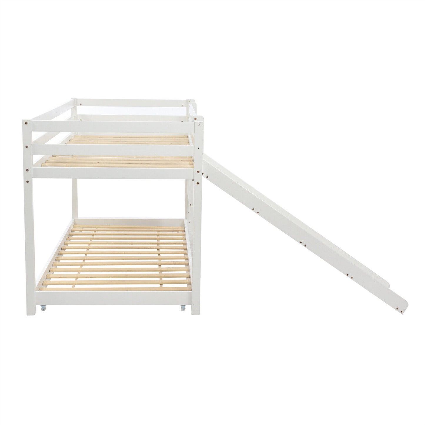 Kids Wooden Bunk Beds High Sleeper with Slide Ladder Cabin Bed 3FT Single White