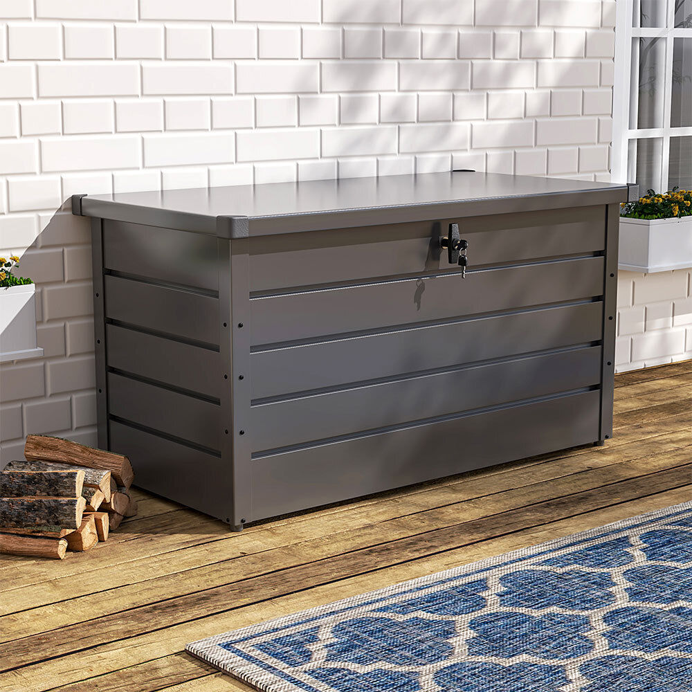 Storage Cabinet 350L Garden Storage Box Color Board Tool Container Patio Grey UK