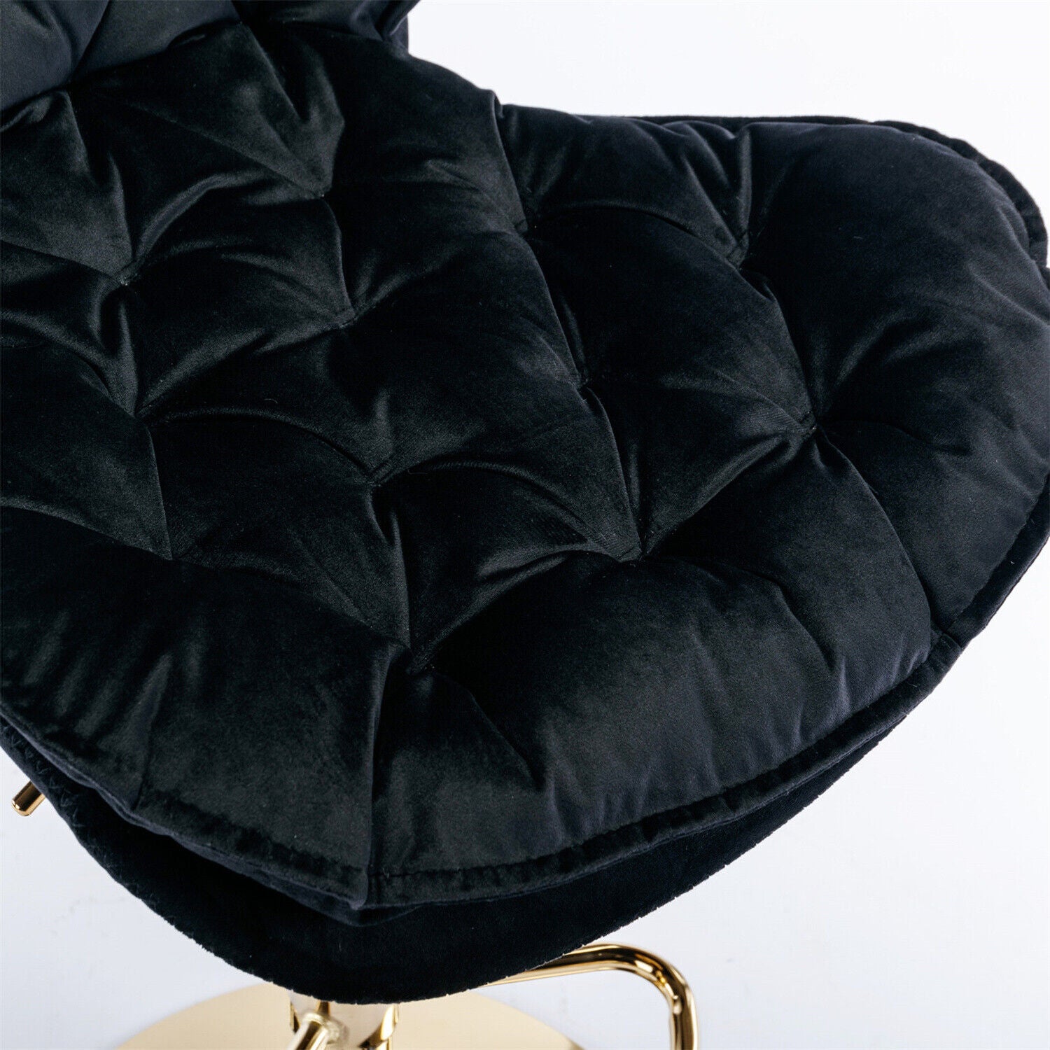 Bar Stools Set of 2 Adjustable Height 360° Swivel Tufted Pub Bar Chairs Black