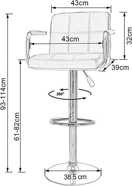 Bar Stools × 2 Padded Seat Faux Leather Swivel Home Kitchen Breakfast Muti Types