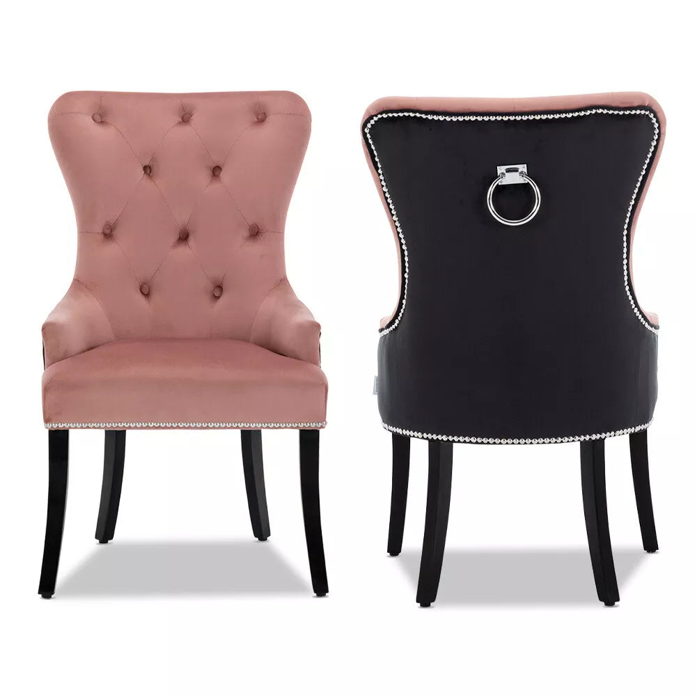 2/4Pcs Upholstered Dining Chair High Back Padded Seat with Door Knocker Kitchen