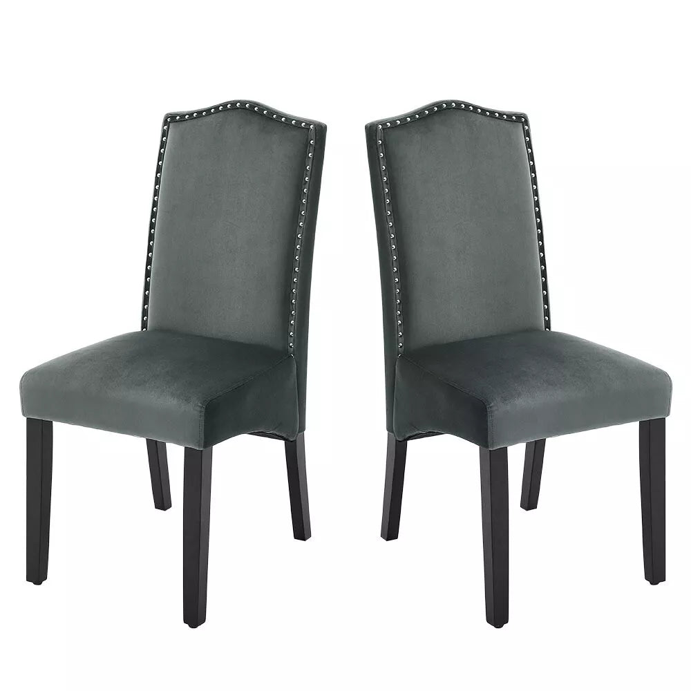 2/4Pcs Upholstered Dining Chair High Back Padded Seat with Door Knocker Kitchen