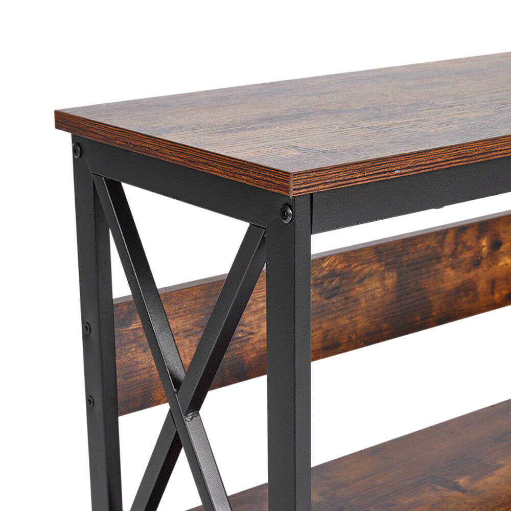 3-Tier Console Table X-Design Hallway Storage Cabinet Sofa Side Table W/ Shelves