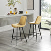 **Seconds** 2x Pesaro Mustard Velvet Modern Bar Chairs Black Legs