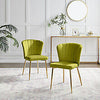**Seconds** 2x Danica Green Velvet Dining Chair Gold Legs Contemporary Glam 192