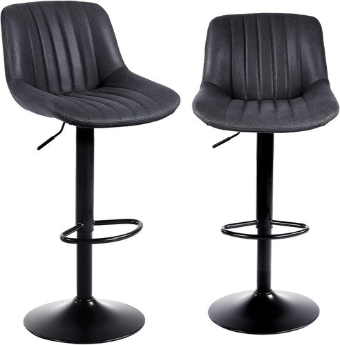 Bar Stools X 2 Swivel Barstools Adjustable PU Leather Chairs Kitchen Island New