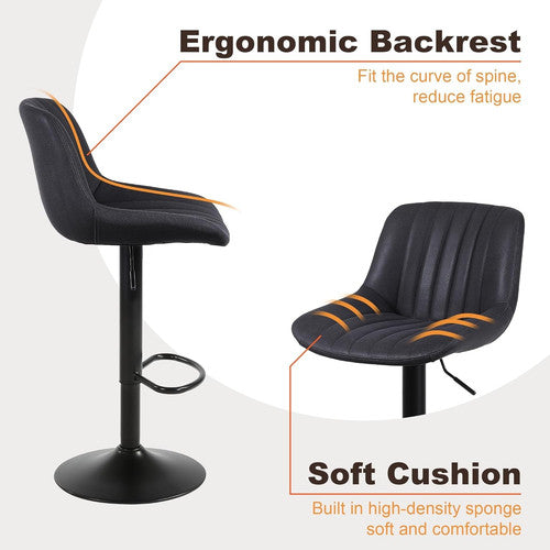 Bar Stools X 2 Swivel Barstools Adjustable PU Leather Chairs Kitchen Island New