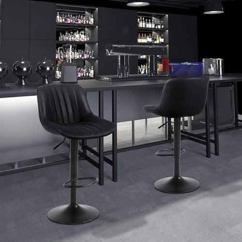 Bar Stools X 2 Swivel Barstools Adjustable PU Leather Chairs Kitchen Island New