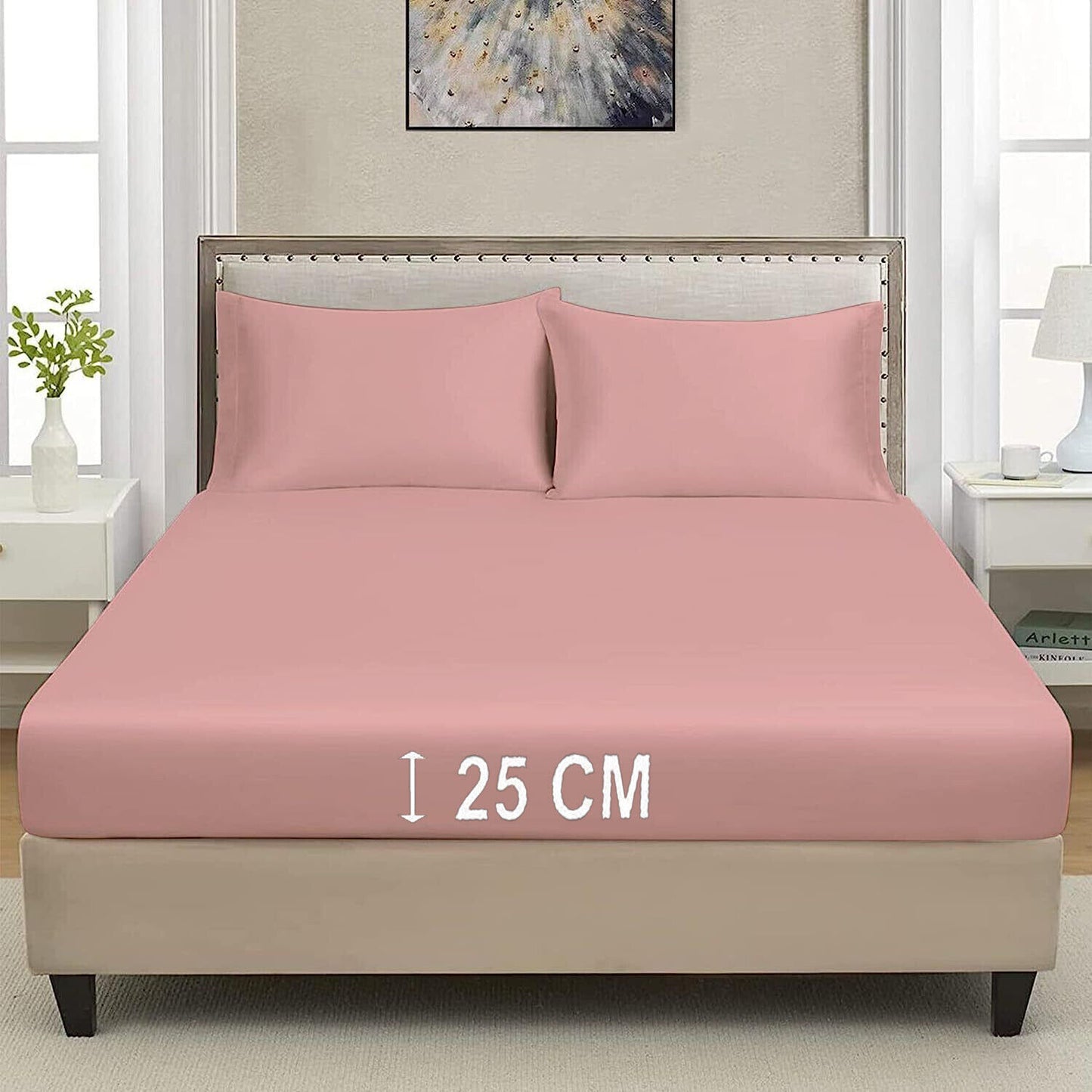 Extra Deep 25cm Fitted Sheet 100% Poly Cotton Single Double King Size Bed Sheets