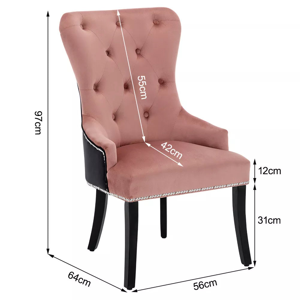 2/4Pcs Upholstered Dining Chair High Back Padded Seat with Door Knocker Kitchen