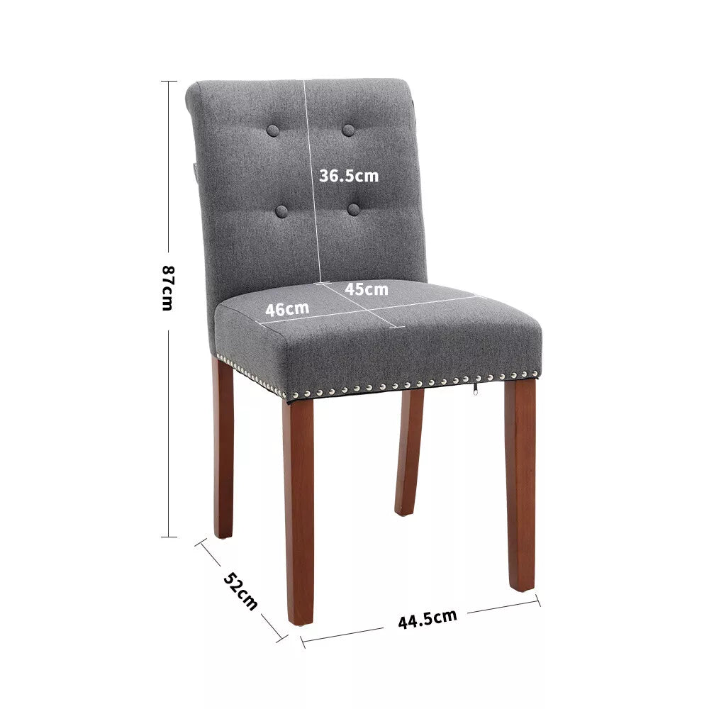 2/4Pcs Upholstered Dining Chair High Back Padded Seat with Door Knocker Kitchen