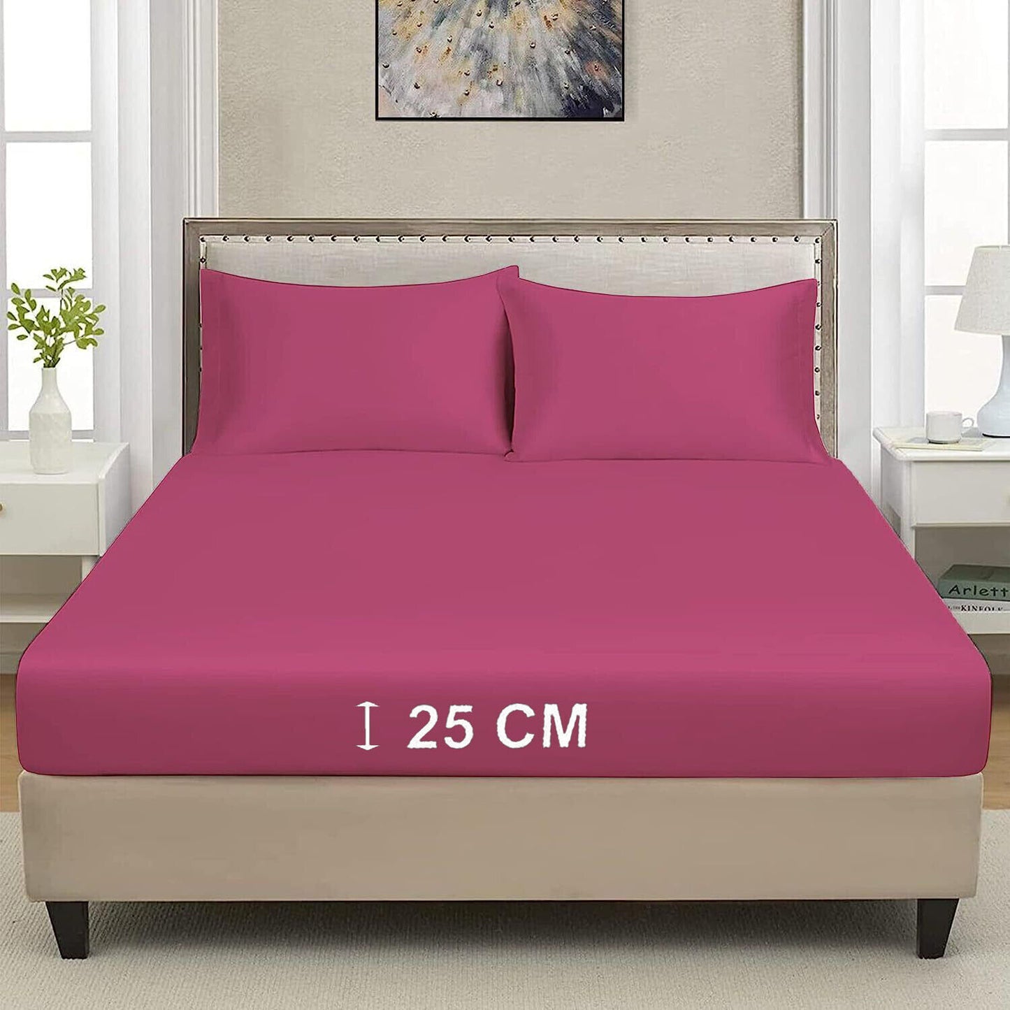 Extra Deep 25cm Fitted Sheet 100% Poly Cotton Single Double King Size Bed Sheets