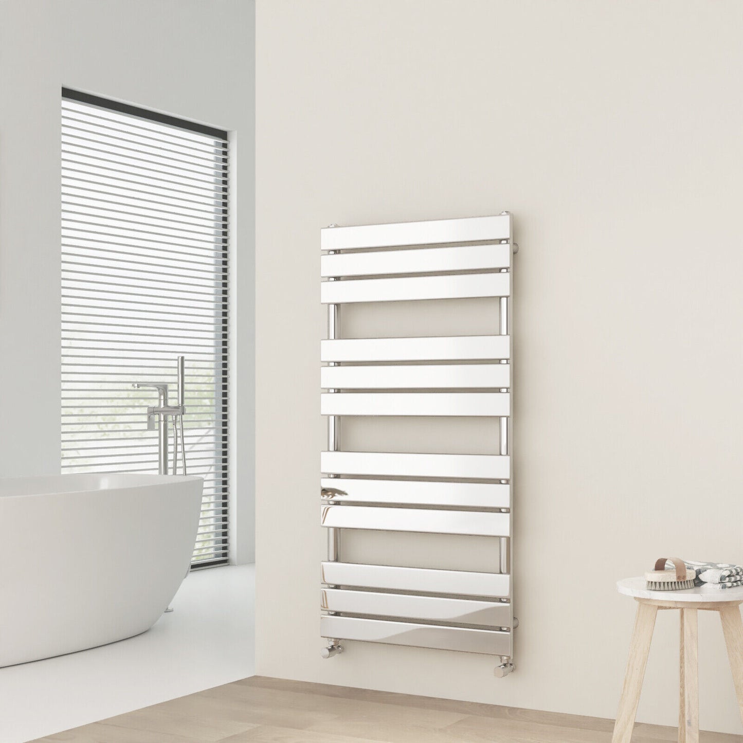 Designer Flat Panel Heated Bathroom Towel Rail Radiator Warmer Heating Chrome