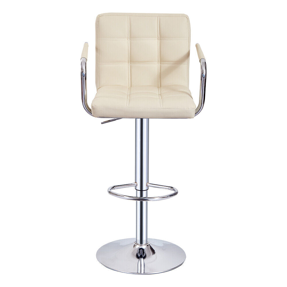 Bar Stools Set of 2 PU Leather Swivel Height Adjustable Bar Chairs With Backrest